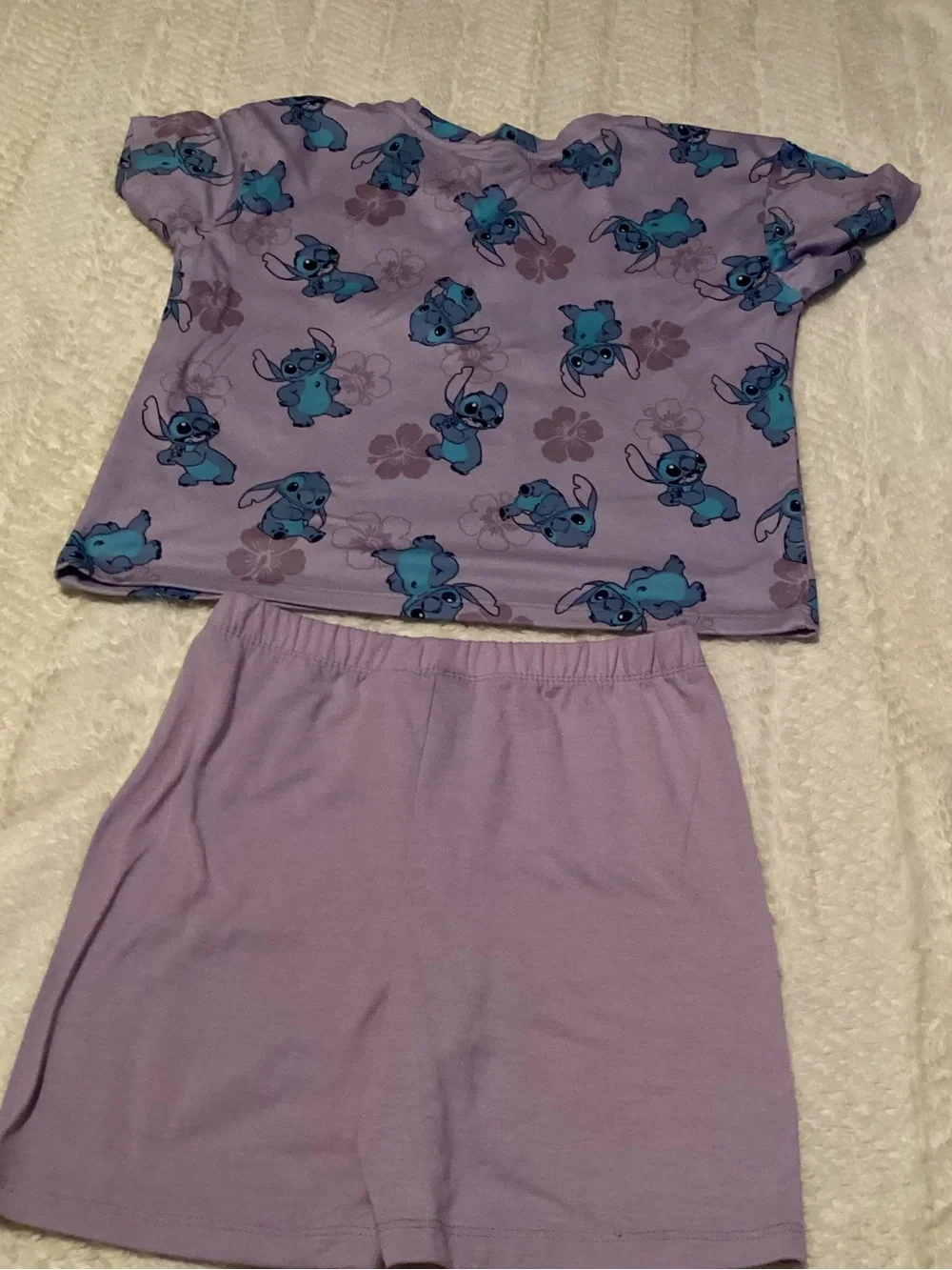 Disney Stitch Lounge Play Outfit Set Girls Purple 10/12 Stitch Floral Pj Set